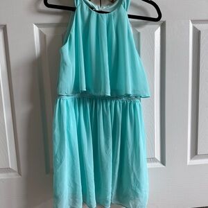 Elegant Aqua Halter Dress Girls